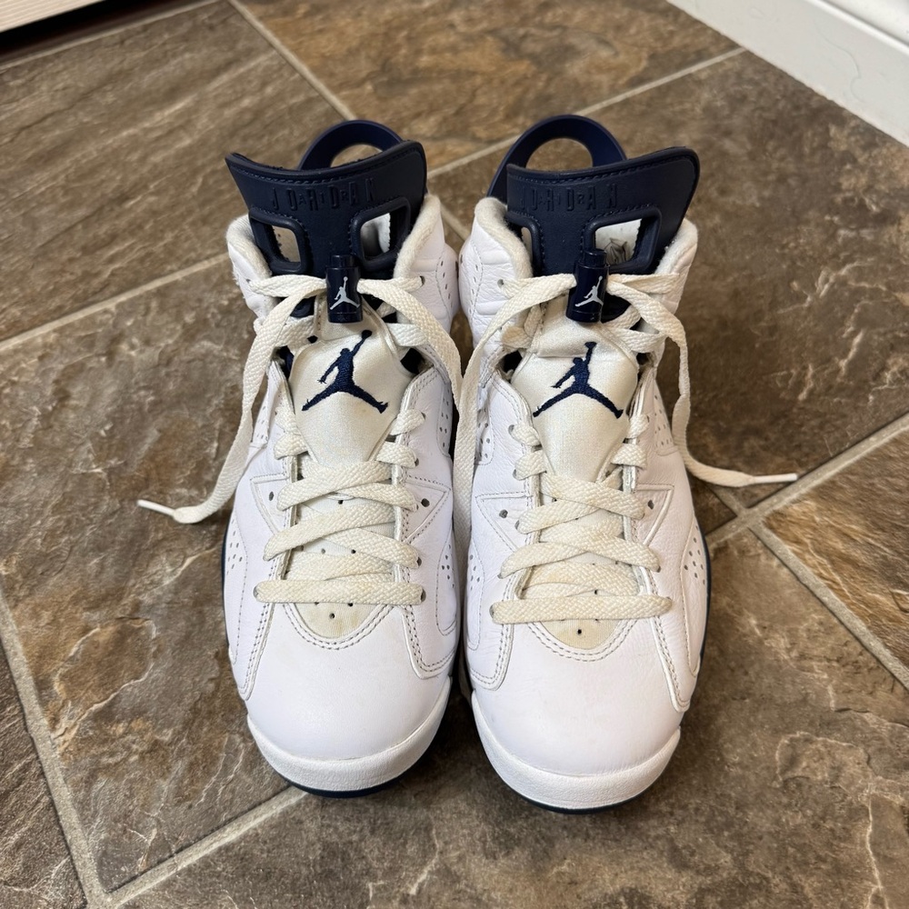 Air Jordan 6 Retro GS White Midnight Navy 4.5 Women - Picture 2 of 12